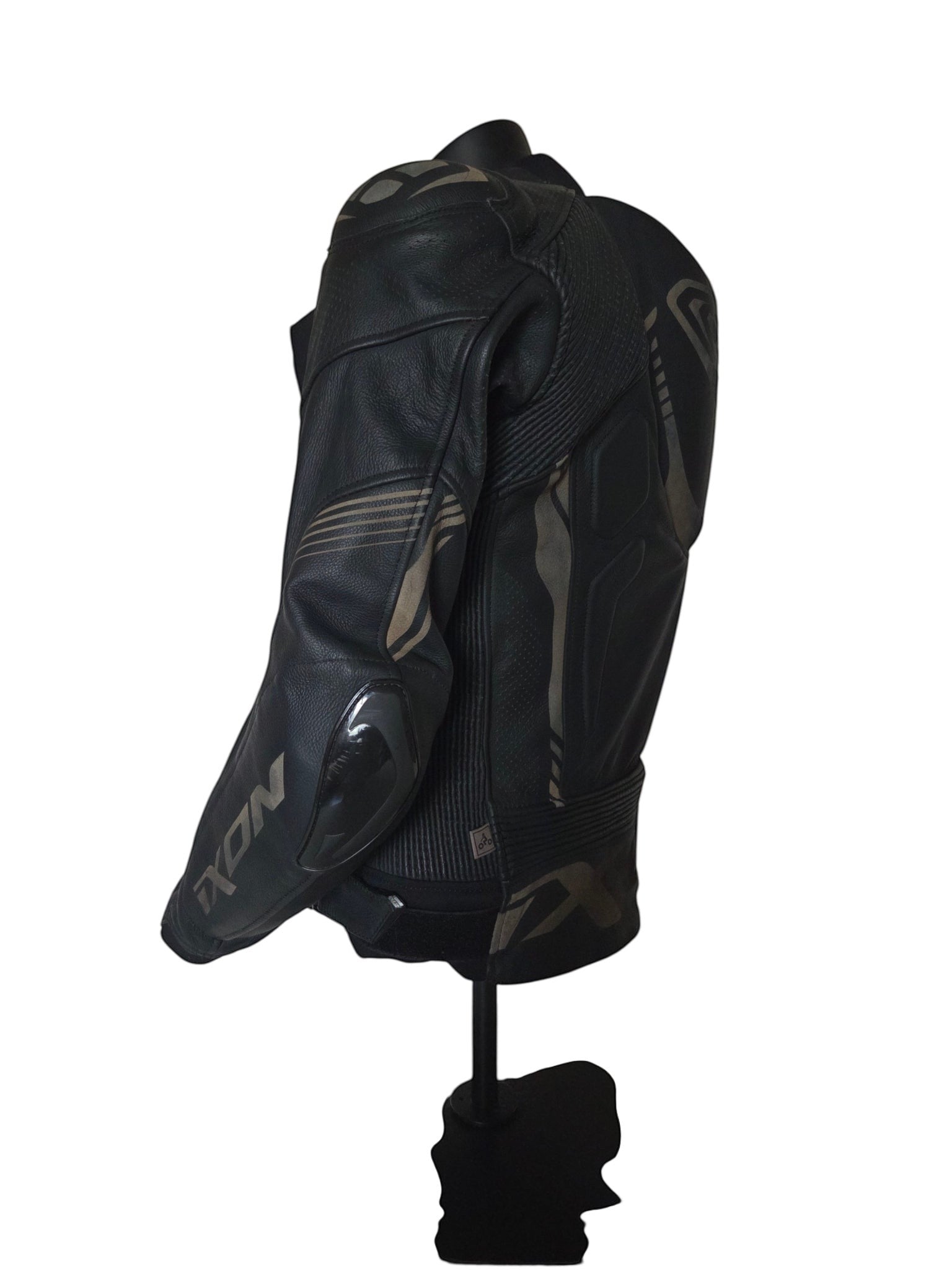 Veste de moto en cuir noir Ixon Vortex 2 pour homme, taille M, avec protections et doublure amovible.