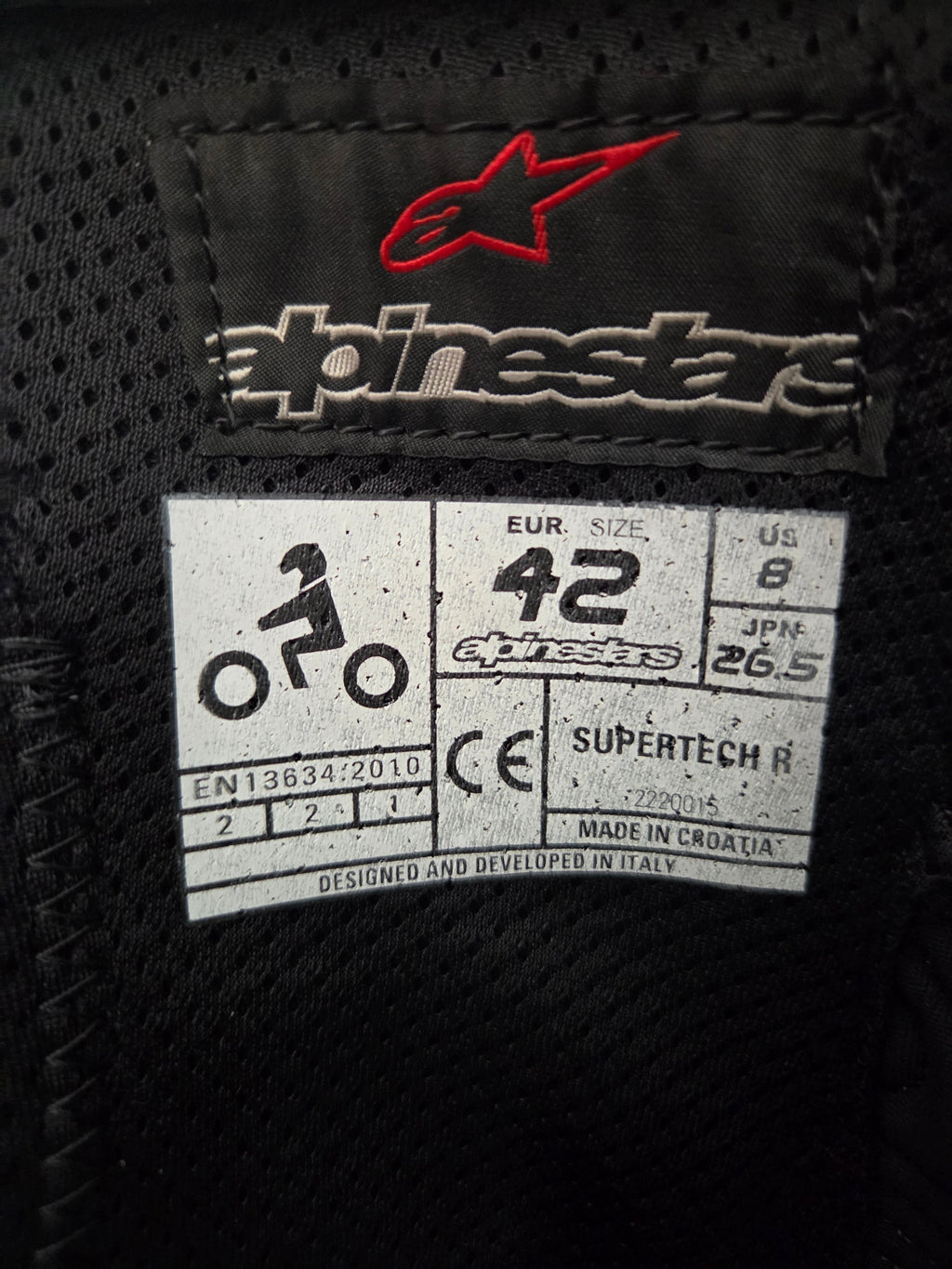 Bottes Alpinestars Supertech R Noir – Taille 42 – Très Bon État